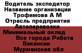 Водитель-экспедитор › Название организации ­ Трофимова А.М › Отрасль предприятия ­ Автоперевозки › Минимальный оклад ­ 65 000 - Все города Работа » Вакансии   . Мурманская обл.,Видяево нп